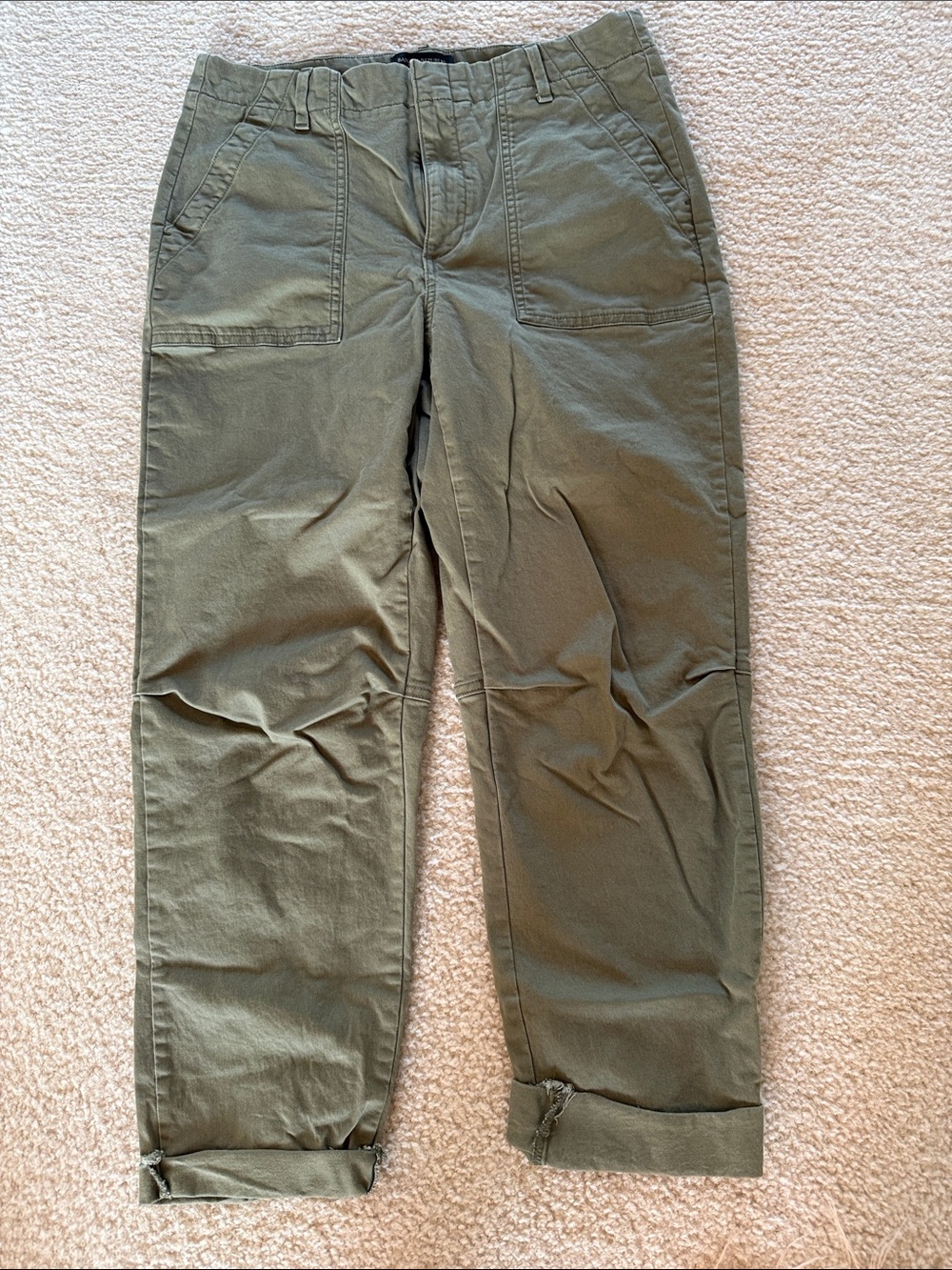 Women’s Olive Green Utility Cotton Pants